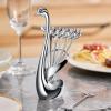 AnSaw Elegant Swan Base Holder Set with 10 pcs Silver Leaf 4.7" Stainless Steel Mini Forks for Appetizer, Fruit, Dessert, Cake & Salad view 3