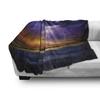 Ambesonne Nature Soft Flannel Fleece Throw Blanket, Epic Thunder and The Storm on The Sea Wave Horizon Bad Weather Atmosphere, Cozy Plush for Indoor and Outdoor Use, 50" x 60", Purple Orange view 3