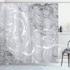 Ambesonne Floral Shower Curtain, Baroque Swirl Branches Curved Flower Leaves Shabby Form Nature Pattern, Cloth Fabric Bathroom Decor Set with Hooks, 69" W x 84" L, Pearl White view 1