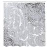 Ambesonne Floral Shower Curtain, Baroque Swirl Branches Curved Flower Leaves Shabby Form Nature Pattern, Cloth Fabric Bathroom Decor Set with Hooks, 69" W x 84" L, Pearl White view 2