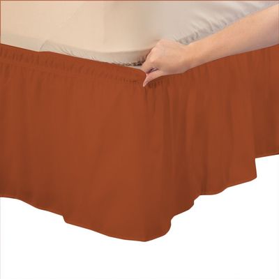 Amuze Bedding Easy Fit Elastic Wrap Around Ruffled Bed Skirt Recron 1000 Thread Count(Brick Red, King, Drop Length 24 Inches)