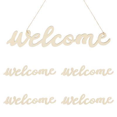 5pcs Wooden Welcome Cutout, Welcome Letters for Wood Sign, for Home Porch Restaurant Bar Decor 14.56 Inch Durable Wall Hanging Ornament