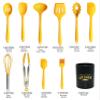 11Pcs Silicone Cooking Utensils Set - Heat Resistant Kitchen Tools, Spatula, Turner, Tongs, Spoon, Whisk, BPA Free, Dishwasher Safe, Nonstick Cookware Utensils (Yellow) view 2