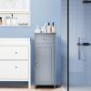 Tangkula Bathroom Floor Cabinet, Wooden Side Storage Cabinet, Freestanding Single Door Bathroom Cabinet with Large Drawer & 2 Adjustable Shelves for Living Room Kitchen (Grey) view 2