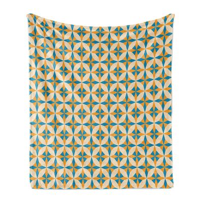 Ambesonne Geometric Throw Blanket, Abstract Geometric Pattern Vintage Illustration Retro Style Print, Flannel Fleece Accent Piece Soft Couch Cover for Adults, 60" x 80", Orange Cream