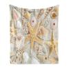 Ambesonne Shell Throw Blanket, Assorted Seashells in Sandy Beach Summer Vacation Nautical Theme Coastal Photograph, Flannel Fleece Accent Piece Soft Couch Cover for Adults, 50" x 60", Cream Beige view 1