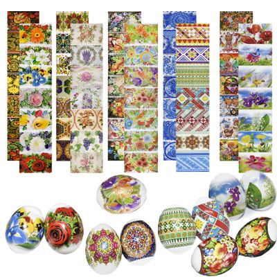 Pack 10 Thermo Heat Shrink Sleeves - Easter Egg Decorating Kit - Ukrainian Pysanky Supplies - Decorative Egg Wraps - Easter Decoration Wraps Pysanka Pysanky - for 70 Eggs