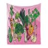 Ambesonne Vegetables Soft Flannel Fleece Throw Blanket, Nursery Themed Healthy Foods Graphic with Happy Nutrition Characters, Cozy Plush for Indoor and Outdoor Use, 60" x 80", Pink view 1