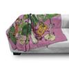 Ambesonne Vegetables Soft Flannel Fleece Throw Blanket, Nursery Themed Healthy Foods Graphic with Happy Nutrition Characters, Cozy Plush for Indoor and Outdoor Use, 60" x 80", Pink view 3