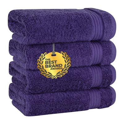 Cotton Paradise Hand Towels for Bathroom, 100% Cotton Turkish 4 Piece Hand Towel Set, Soft Absorbent Face Towels, Purple Hand Towels