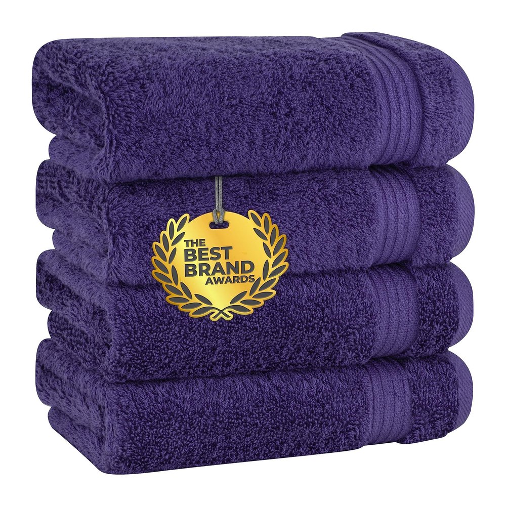 Cotton Paradise Hand Towels for Bathroom, 100% Cotton Turkish 4 Piece Hand Towel Set, Soft Absorbent Face Towels, Purple Hand Towels