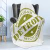 Ambesonne Detroit Throw Blanket, Aged Grunge Detroit Michigan Stamp Retro Design with Stars Tourism Travel, Flannel Fleece Accent Piece Soft Couch Cover for Adults, 50" x 60", Olive Green White view 3
