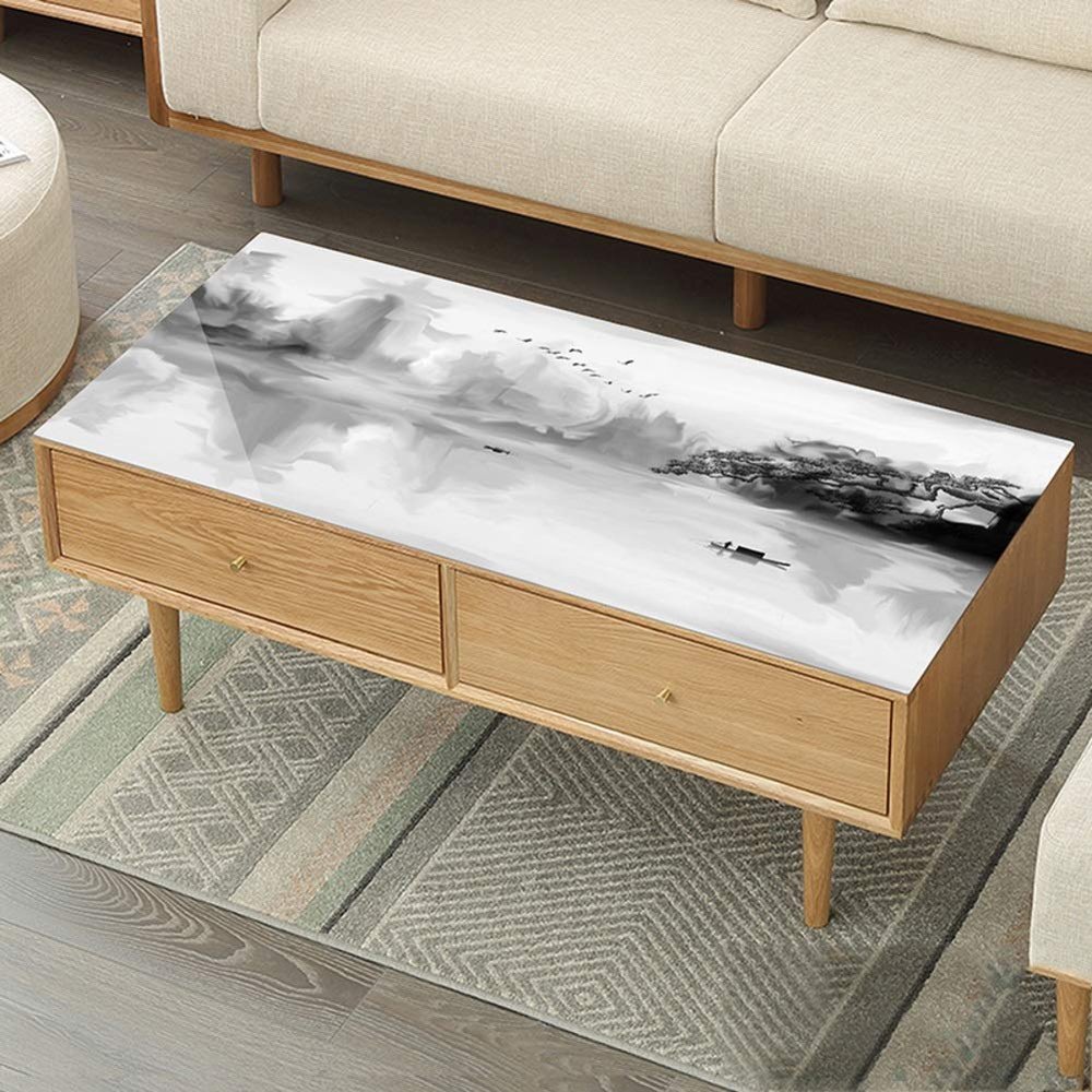 DANADESK Rectangular Vinyl PVC Tablecloths, Waterproof Oil-Proof Soft Glass Furniture Protector Mat Uv Printing Table Cover Coffee Dining (Color : C, Size : 80x130cm(31x51inch))