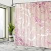 Ambesonne Floral Shower Curtain, Baroque Swirl Branches Curved Flower Leaves Shabby Form Nature Pattern, Cloth Fabric Bathroom Decor Set with Hooks, 69" W x 84" L, Eggshell Pink view 4