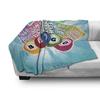 Ambesonne Bingo Soft Flannel Fleece Throw Blanket, Colorful Illustration of Bingo Cards and Balls on Blue Sun Rays Retro Style, Cozy Plush for Indoor and Outdoor Use, 60" x 80", Aqua Blue view 3