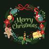Christmas Card - MERRY CHRISTMAS WREATH - Swan River Studios view 1