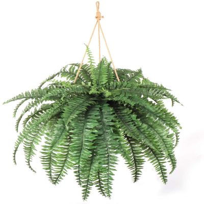 48" Artificial Boston Fern Plant  60 Realistic Silk Fronds  UV Resistant  Faux Greenery for Indoor & Outdoor Use  Ideal for Home, Garden, Patio & Office Dcor