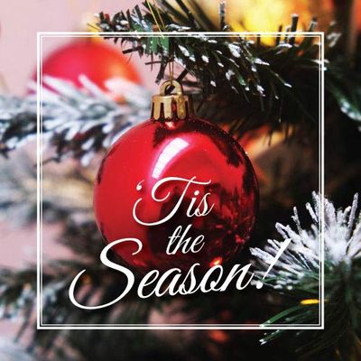 Christmas Card - TIS THE SEASON (RED ORNAMENT IN TREE) - Swan River Studios
