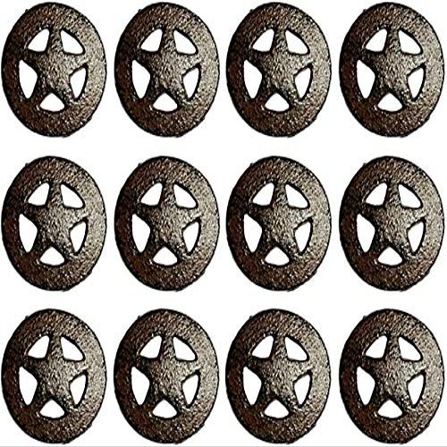 BigTexas Western Rustic Star cast Iron Drawer Pulls Set of 12 Rustic Barn Style Home Office Decoration G107