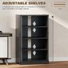 HOMCOM Media Cabinet, 4-Tier Stereo Cabinet, Record Player Stand with Vinyl Record Storage, Adjustable Shelves, Tempered Glass Doors and Cable Management, Distressed Black view 4