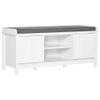 HOMCOM Entryway Shoe Bench Storage Ottoman with Sliding Doors, Adjustable Shelving, 6 Compartments, and Padded Seat, Holds 10 Pairs, White view 1