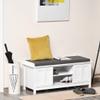 HOMCOM Entryway Shoe Bench Storage Ottoman with Sliding Doors, Adjustable Shelving, 6 Compartments, and Padded Seat, Holds 10 Pairs, White view 2