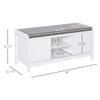 HOMCOM Entryway Shoe Bench Storage Ottoman with Sliding Doors, Adjustable Shelving, 6 Compartments, and Padded Seat, Holds 10 Pairs, White view 3