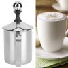 14 oz Manual Milk Frother with Milk Frothing Pitcher, Stainless Steel Hand Pump Milk Foamer with Double Filter Screen for Latte Art view 2
