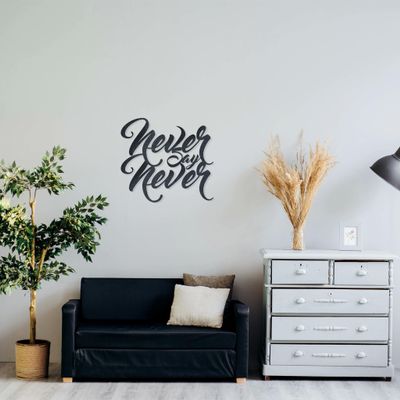 Badger Steel USA - Never Say Never - Metal Wall Art - 26" X 23.7" - Black