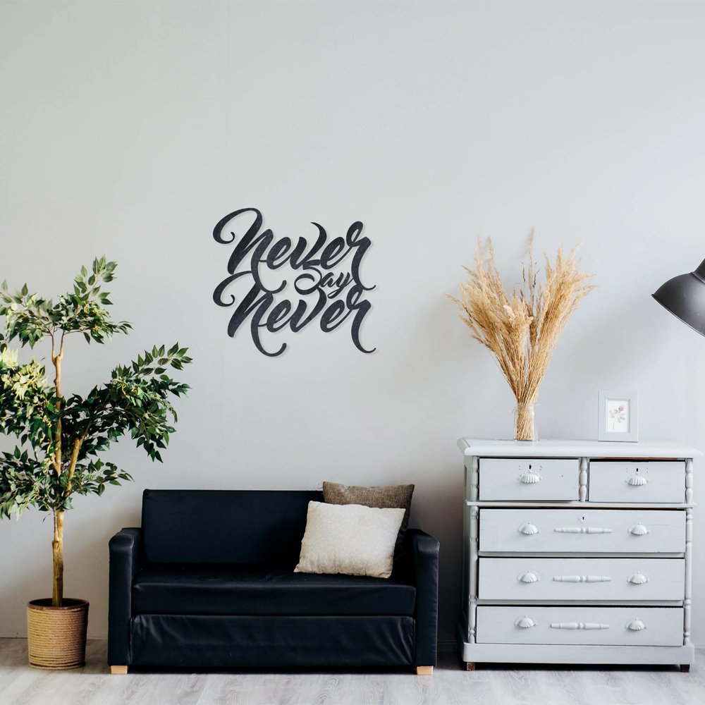 Badger Steel USA - Never Say Never - Metal Wall Art - 26" X 23.7" - Black