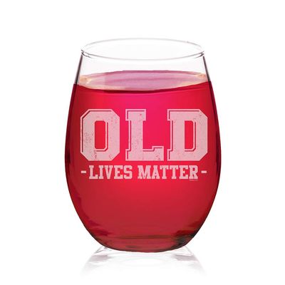 Veracco Old Lives Matter Funny Birthday Gift Bachelor Party Favors Stemless Wine Glass (Clear, Glass)