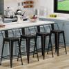 Aklaus Metal Bar Stools Set of 4 Counter Height Stools 24 Inchs Counter Stools with Backs Black Bar Stool with Backs Bar Height Stool 24" Ergonomic Seat, Matte Black view 1