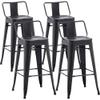 Aklaus Metal Bar Stools Set of 4 Counter Height Stools 24 Inchs Counter Stools with Backs Black Bar Stool with Backs Bar Height Stool 24" Ergonomic Seat, Matte Black view 3