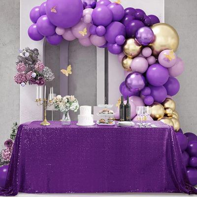 60"x120" Purple Sequin Tablecloth Rectangular Glitter Purple Table Cloths for Birthday Wedding Bridal Baby Shower Party Decorations