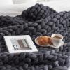 Coarse Knitted Chunky Blanket,Large Arm Throw Blanket for Sofa,Beautiful Home Decor-Handwoven-Warm Comfortable and Breathable-Modern Bedding,for Bedroom Decor Pet Bed Chair Mat view 2