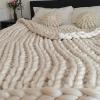 Coarse Knitted Chunky Blanket,Large Arm Throw Blanket for Sofa,Beautiful Home Decor-Handwoven-Warm Comfortable and Breathable-Modern Bedding,for Bedroom Decor Pet Bed Chair Mat view 3
