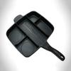 5 in 1 Multi Section Divided Non Stick Frying Pan, Grill,All in One Pan, Perfect for Big Meals and Fry Ups by Breakfast Skillet,Multifunctional Black Square Baking Pan view 3