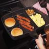 5 in 1 Multi Section Divided Non Stick Frying Pan, Grill,All in One Pan, Perfect for Big Meals and Fry Ups by Breakfast Skillet,Multifunctional Black Square Baking Pan view 4