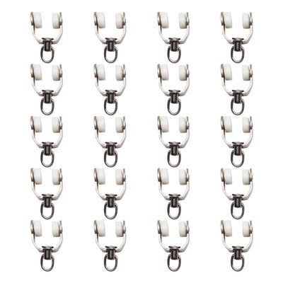 Yinpecly 20Pcs Curtain Track Rollers Stainless Steel Frame Twin Wheeled Carriers Drapery Rail Sliding Glider for Windows Shower Curtain Tracks 0.43" Dia