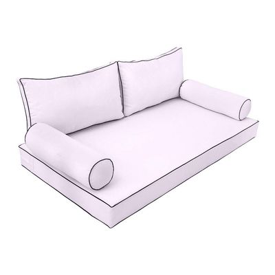 Prolinemax |SLIPCOVER ONLY|S2 Outdoor Daybed Mattress Bolster Backrest Cushion Covers Contrast Trim Full AD107