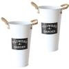 Cabilock 2pcs Mini Tin Flower Vase Rope Handle White and Black Disposable Cup Design for Floral Arrangements Home Decor and Desktop Decoration view 1