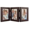 Frametory, 4x6 Triple Picture Frames 3 Photo Frames Collage - Real Glass - Engineered Wood Triple Folding Frame - Tabletop Vertical Display (Walnut, 1 Pack) view 1