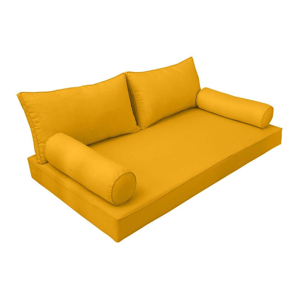 Prolinemax |SLIPCOVER ONLY|S2 Outdoor Daybed Mattress Bolster Backrest Cushion Covers Piped Trim Queen AD108