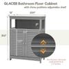 GLACER Bathroom Floor Cabinet, Wooden Storage Cabinet with Double Shutter Doors & 3-Position Adjustable Shelf, Side Storage Organizer Cabinet, 23.5 x 12 x 31.5 inches (Grey) view 3