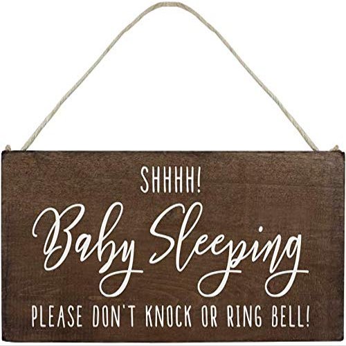 Baby Sleeping Wood Sign for Front Door Decorations Hanging - Please Do Not Knock or Ring Bell Plaque for Home Decor 10inch x 5inch (XXQ012)