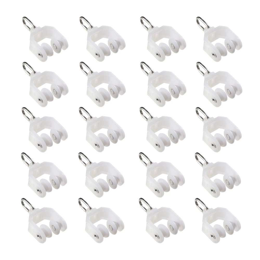 Yinpecly Curtain Track Rollers 9mm/0.35" Dia, Plastic Drapery Rail Sliding Glider for Windows Shower Curtain Tracks, White 30 Pcs