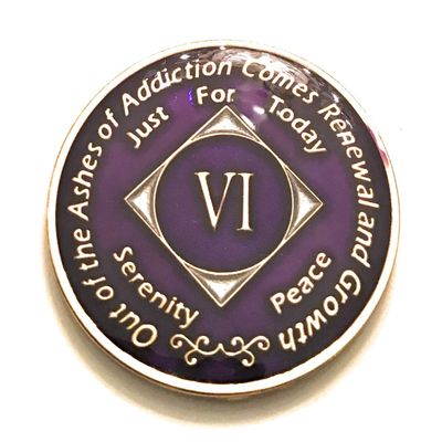 6 Year NA Deep Purple Medallion -Chip, Coin, Token