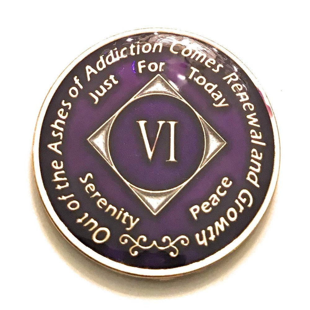 6 Year NA Deep Purple Medallion -Chip, Coin, Token