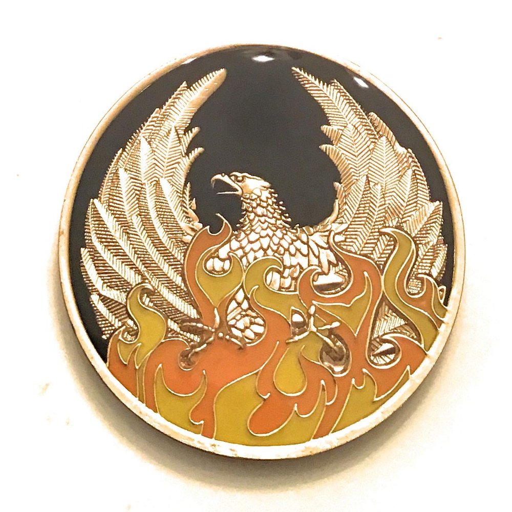 12 Year NA Black Phoenix Rising from The Ashes Medallion-Chip, Coin, Token