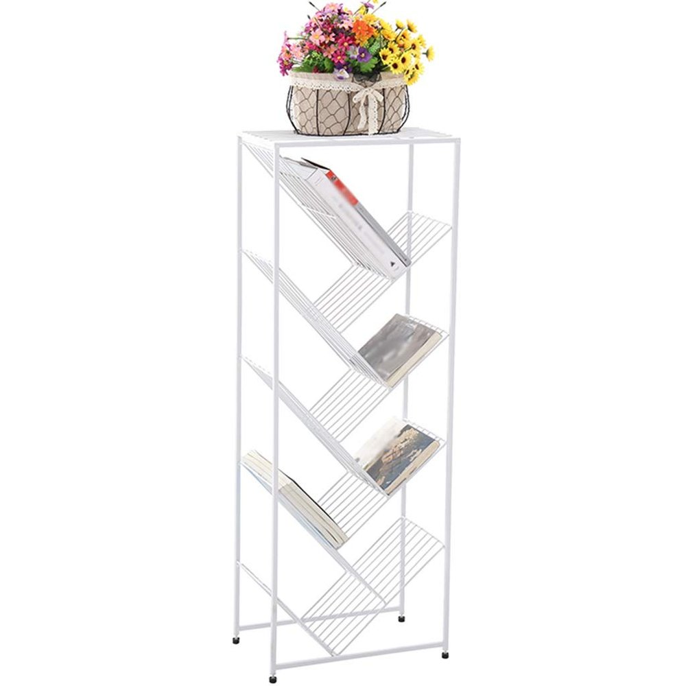 ZYCSKTL Brochure Stand Magazine Holder Rack Small,Iron Multi-Layer Simple Bookshelf, Household Floor Magazine Rack, Large-Capacity Multi-Layer Tree-Shaped Bookshelf,Installation-Free
